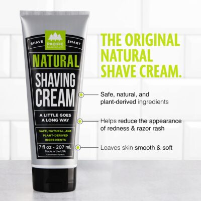 Pacific Shaving Company Natural Shaving Cream - Shea Butter + Vitamin E Shave Cream for Hydrated Sensitive Skin - Clean Formula for a Smooth, Anti-Redness + Irritation-Free Shave Cream (3.4 Oz) - Image 2