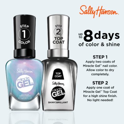 Sally Hansen Miracle Gel?, Lets Get Digtl, Long Lasting, Gel-Like Formula, No UV Lamp Needed, Blue Nail Polish - Image 5