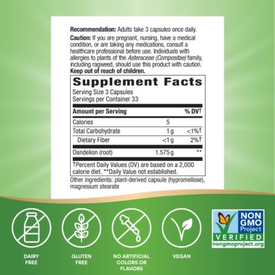 Nature's Way Dandelion Root, Traditional Diuretic Herb*, Vegan, 100 Capsules (Packaging May Vary) - Image 5