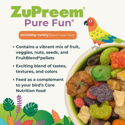 ZuPreem Pure Fun Bird Food for Parrots & Conures, 2 lb - Blend of Fruit, FruitBlend Pellets, Vegetables, Nuts for African Greys, Senegals, Amazons, Eclectus, Small Cockatoos - Image 2