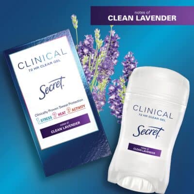 Secret Clinical Strength Antiperspirant Deodorant for Women Clean Lavender Scent Clear Gel 2.6 Oz - Image 6