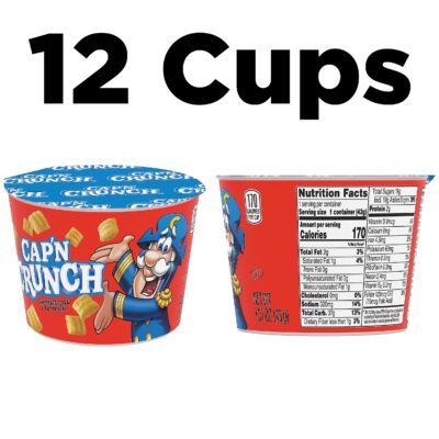 Cap'N Crunch Breakfast Cereal, Original, 1.51oz Individual Cups (12 Pack) - Image 2