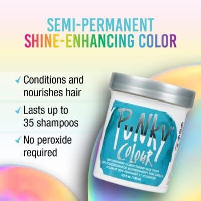 Punky Semi Permanent Conditioning Hair Color, Vegan, PPD and Paraben Free, may last for 5-40 washes, 3.5oz, Turquoise - Image 2