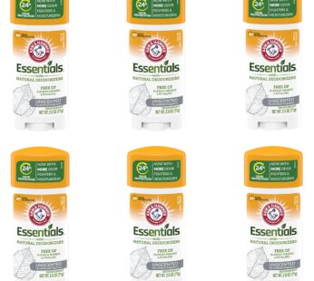 Arm & Hammer Essentials Solid Deodorant, Unscented,2.5 oz, 6 Count