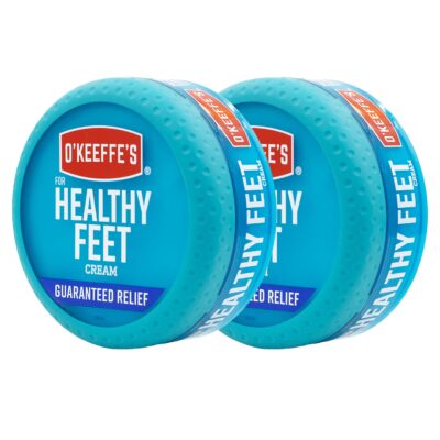 O'Keeffe's for Healthy Feet Foot Cream; Guaranteed Relief for Extremely Dry; Cracked Feet; Instantly Boosts Moisture Levels; 3.2 Ounce Jar; (Pack of 2)