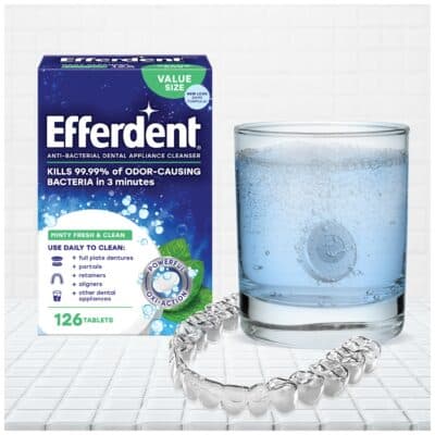 Efferdent Retainer Cleaning Tablets, Denture Cleanser Tablets for Dental Appliances, Fresh & Clean, Minty Fresh, 90 Tablets - Image 5