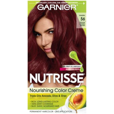 Garnier Nutrisse Nourishing Hair Color Creme, 56 Medium Reddish Brown (Sangria) (Packaging May Vary)