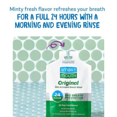 SmartMouth Original Activated Mouthwash - Adult Mouthwash for Fresh Breath - Oral Rinse for 24-Hour Bad Breath Relief with Twice Daily Use - Fresh Mint Flavor - 0.4 Fl Oz (30 Travel Packs) - Image 4