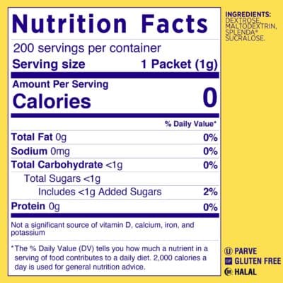SPLENDA Zero Calorie Sweetener, 200 Count Packets - Image 2