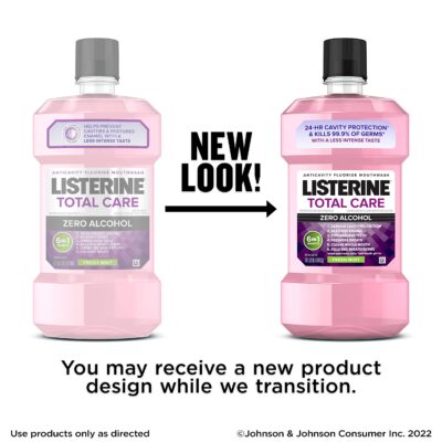 Listerine Total Care Zero Alcohol Anticavity Mouthwash, Bad Breath Treatment, Alcohol Free Mouthwash for Adults; Fresh Mint Flavor, 1 L (Pack of 2) - Image 7