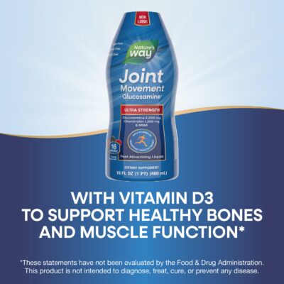 Nature's Way Joint Movement Glucosamine Fast Absorbing Liquid, Ultra Strength, Supports Healthy Bones*, Chondroitin, and MSM with Vitamin D3, Berry Flavored, 16 Fl Oz (Packaging May Vary) - Image 4