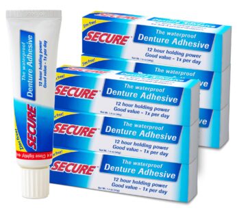 Secure Denture Adhesive Cream ? 12-Hour Max Hold ? Patented Waterproof Seal ? Zinc Free ? for Uppers Lowers & Partials ? Food Grade Ingredients ? FSA HSA Approved ? 1.4 oz (6 Pack)