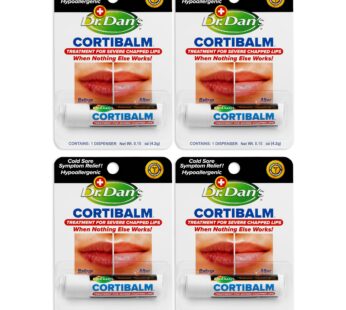 Dr. Dan’s Cortibalm- 4 Pack – for Dry Cracked Lips – Healing Lip Balm for Severely Chapped Lips – Designed for Men, Women and Children