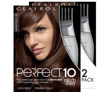 Clairol Nice’n Easy Perfect 10 Permanent Hair Dye, 6 Light Brown Hair Color, Pack of 2