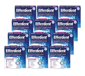 Efferdent Retainer Cleaning Tablets, Denture Cleaning Tablets for Dental Appliances, Essential Clean, 20 Count, 12 Pack