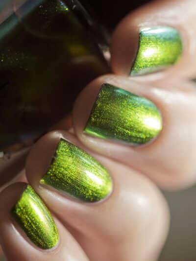ILNP Highline - Pale Gold, Pinkish Bronze, Light Green Ultra Chrome Color Shifting Nail Polish - Image 6