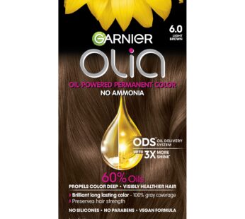 Garnier Hair Color Olia Ammonia-Free Brilliant Color Oil-Rich Permanent Hair Dye, 6.0 Light Brown, 1 Count (Packaging May Vary)