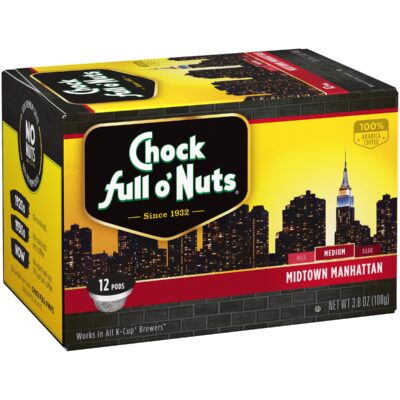 Chock Full o'Nuts Manhattan Medium Roast, K-Cup Compatible Pods (72 Count) - Arabica Coffee in Eco-Friendly Keurig-Compatible Single Serve Cups - Image 8