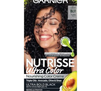 Garnier Hair Color Nutrisse Ultra Color Nourishing Creme, BL11 Jet Blue Black (Black Currant) Permanent Hair Dye, 1 Count (Packaging May Vary)