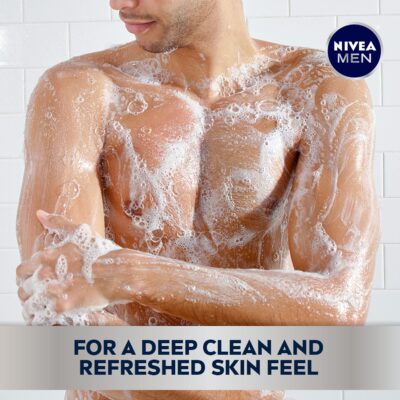 Nivea Men DEEP Active Clean Charcoal Body Wash, Cleansing Body Wash with Natural Charcoal, 3 Pack of 16.9 Fl Oz Bottles - Image 4