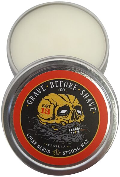 Grave Before Shave Fisticuffs Cigar Blend Strong Hold Mustache Wax 1 OZ. Tin - Image 2