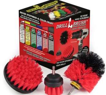 Drill Power Heavy Duty Stiff Bristle Scrub Brush Cleaning Kit ? Concrete and Siding Cleaner Drill Brushes ? Hard Water Stain Remover Brush for Drill by Drill Brush Power Scrubber by Useful Products