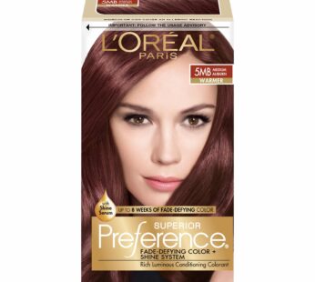 L’Oreal Paris Superior Preference Fade-Defying + Shine Permanent Hair Color, 5MB Medium Auburn, Pack of 1, Hair Dye