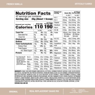SlimFast Original Meal Replacement Powder, French Vanilla, Shake Mix, 10g of Protein, 14 Servings (Pack of 3) (Packaging May Vary) - Image 3