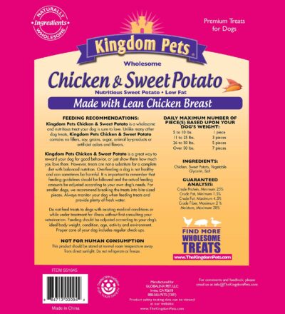Kingdom Pets Filler Free Chicken Jerky & Sweet Potato Twists, Premium Treats for Dogs, 48-Ounce Bag - Image 2