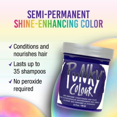 Punky Violet Semi Permanent Conditioning Hair Color | Non-Damaging Hair Dye | Vegan, PPD and Paraben Free | Vibrant Hair Color | Easy To Use | Lasts Up To 35 washes | 3.5oz - Image 2