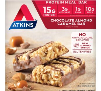 Atkins Chocolate Almond Caramel Bar, Keto-Friendly, Gluten Free with Real Almond Butter, 5 Count (Pack of 1)