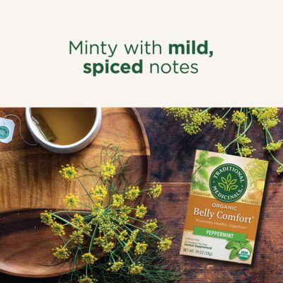 Traditional Medicinals Organic Belly Comfort Peppermint Herbal Tea, Promotes Healthy Digestion, (Pack of 1) - 16 Tea Bags - Image 3