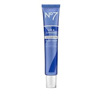 No7 Lift & Luminate Triple Action Face Serum – Collagen Peptide Anti Wrinkle + Brightening Emblica & Vitamin C Serum + Pro Retinol Skin Firming Hyaluronic Acid & Hibiscus (50ml)