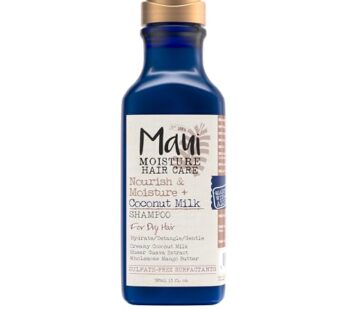 Maui Moisture Nourish & Moisture + Coconut Milk Shampoo to Hydrate and Detangle Curly Hair, Lightweight Daily Moisturizing Shampoo, Vegan, Silicone & Paraben-Free, 13 fl oz