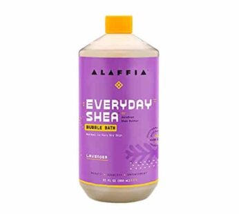 Alaffia Everyday Shea Bubble Bath, Soothing Support for Deep Relaxation and Soft Moisturized Skin | Made with Fair Trade Shea Butter | Cruelty Free | No Parabens | Vegan, Lavender 32 Fl Oz