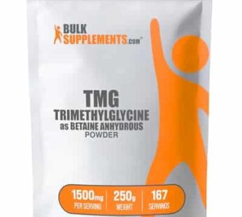 BulkSupplements.com TMG Powder – Trimethylglycine as Betaine Anhydrous, TMG Supplement – Trimethylglycine Supplement, Gluten Free – 1500mg per Serving 250g (8.8 oz) (Pack of 1)