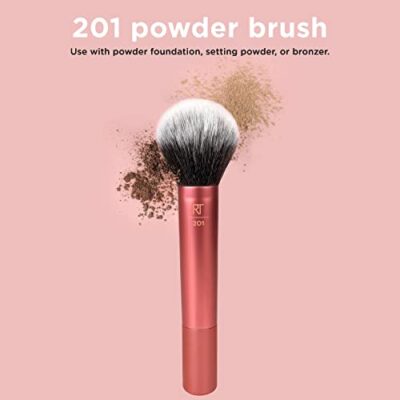 Real Techniques Ultra Plush Powder Makeup Brush, For Setting Powder, Bronzer, & Blush, Sheer, Buildable Coverage, Large, Fluffy Powder Brush, Vegan, Cruelty-Free & Synthetic Bristles, 1 Count - Image 4