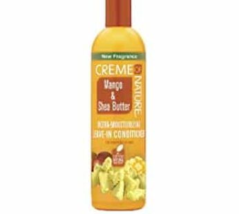 Leave In Conditioner with Mango & Shea Butter by Creme of Nature, Ultra Moisturizing for Dry Dehydrated Hair, 12 Fl Oz