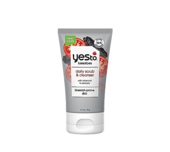 Yes To Tomatoes Clear Skin Detoxifying Charcoal Deep Cleansing Scrub 3.5 Oz, For All Skin Types To Deep Clean & Purify Skin, Vegan With 96% Natural Ingredients