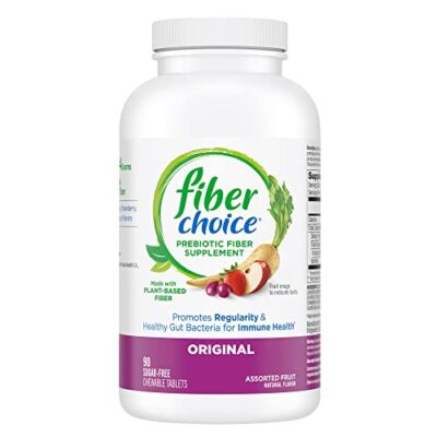 Fiber Choice Daily Prebiotic Fiber Chewable Tablets, Assorted Fruit, 90 Tablets (90 Count (Pack of 1))