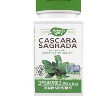 Nature’s Way Cascara Sagrada Bark, Provides Occasional Constipation Relief*, 100 Vegan Capsules