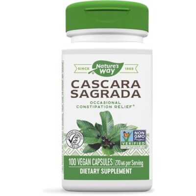 Nature's Way Cascara Sagrada Bark, Provides Occasional Constipation Relief*, 100 Vegan Capsules