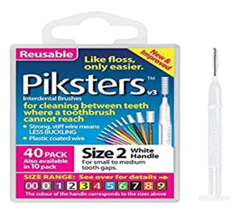 Piksters Interdental Brushes (40 Pack, Size 2 (White))
