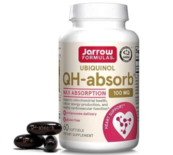 Jarrow Formulas QH-Absorb 100 mg Max Absorption – CoQ10 Ubiquinol – Up to 60 Servings (Softgels) – Supports Mitochondrial Health, Cellular Energy Production & Healthy Cardiovascular Function