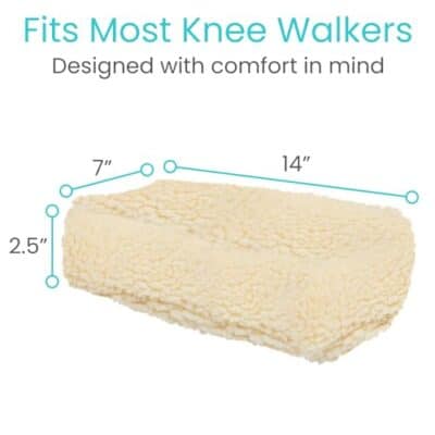 Vive Mobility Knee Walker Pad Cover - Plush Synthetic Faux Sheepskin Scooter Cushion - Accessory for Knee Roller - Leg Cart Improves Comfort During Injury (Off-White) - Image 5