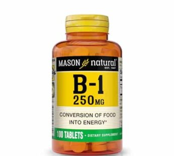 MASON NATURAL Vitamin B-1 Thiamine Tablets, 250 Mg, 100-Count Bottle, Dietary Supplement Supports Energy Production and Healthy Metabolism, Helps Break Down Fats and Protein