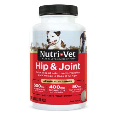 Nutri-Vet Hip & Joint Chewable Dog Supplements- Formulated with Glucosamine & Chondroitin for Dogs- 90 Count