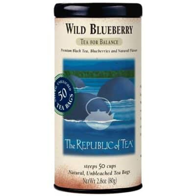 The Republic of Tea Wild Blueberry Tea, 2.8 oz Tin | 50 Tea Bags, Gourmet Black Tea | Caffeinated