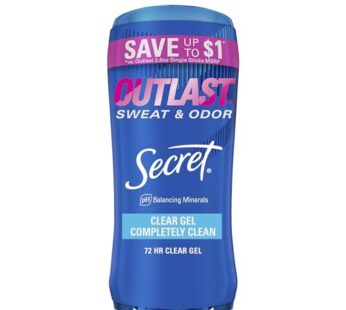 Secret Outlast Antiperspirant and Deodorant for Women, Clear Gel, Completely Clean Scent, 2.6 oz (Pack of 2)