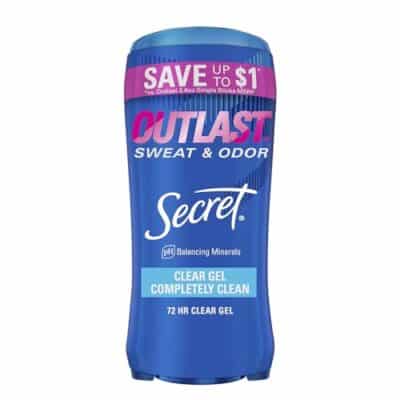 Secret Outlast Antiperspirant and Deodorant for Women, Clear Gel, Completely Clean Scent, 2.6 oz (Pack of 2)